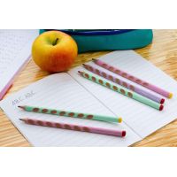 Ergonomická grafitová tužka pro praváky STABILO EASYgraph pastelová zelená a růžová 2 ks HB 4