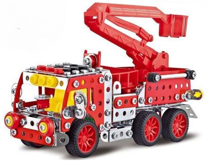 Made Stavebnice Malý mechanik hasičské auto s plošinou 328 ks