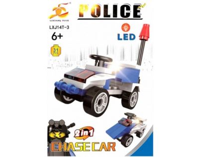 Epee Stavebnice Policie s LED kostkou 2v1 Chase Car