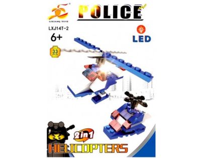 Epee Stavebnice Policie s LED kostkou 2v1 Helicopters