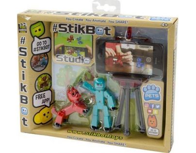 Stikbot Sada zvířátko a figurka tyrkysovočervená