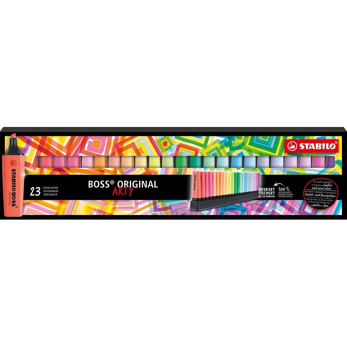 Stolní set zvýrazňovačů STABILO BOSS ORIGINAL ARTY 23 ks vč. 9 neonových barev