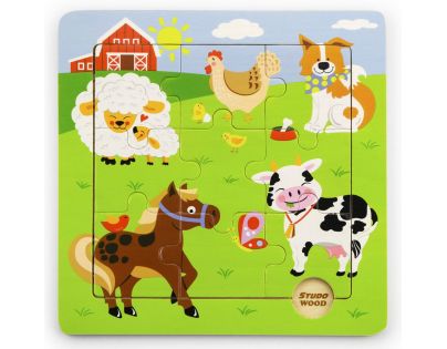 Studo Wood Puzzle dřevěné Farma 9 dílků