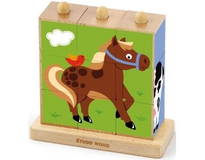 Studo Wood kostky Zvířátka z farmy