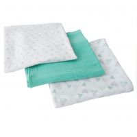 Summer Infant SwaddleMe mušelínová přikrývka 3ks hvězdičky trojúhelníky tyrkysová Summer Infant SwaddleMe mušelínová přikrývka 3ks hvězdičky trojúhelníky tyrkysová