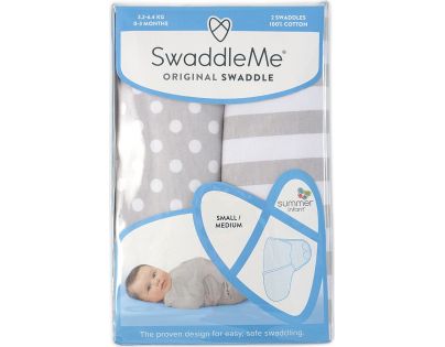 Summer Infant Zavinovačka SwaddleMe šedé puntíky šedé proužky 2ks