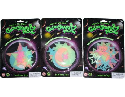 Svítící plastová dekorace - MĚSÍC A HVĚZDY COLOR