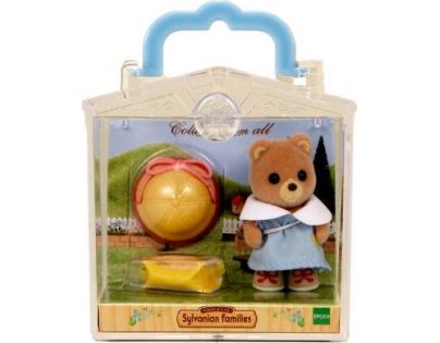 Sylvanian Families Baby příslušenství - panda, méďa a veverka si hrají doma - Méďa