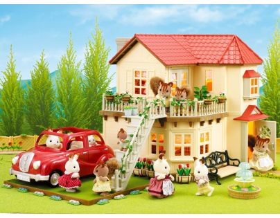 Sylvanian Families Dárkový set Městský patrový dům se světly, nábytkem a postavičkami