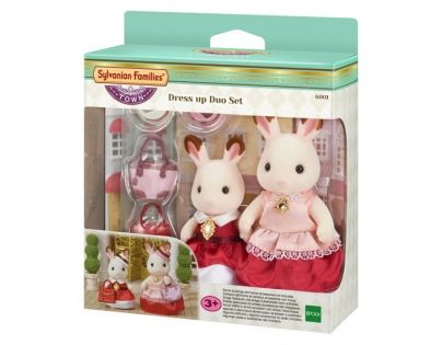 Sylvanian Families Město chocolate Dvě králičí kamarádky v elegantních šatech