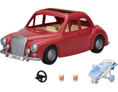 Sylvanian Families Rodinné cestovní auto červené s kočárkem a autosedačkou