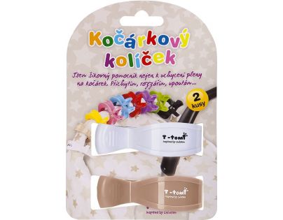 T-tomi Kočárkový kolíček 2 ks Bílý a béžový