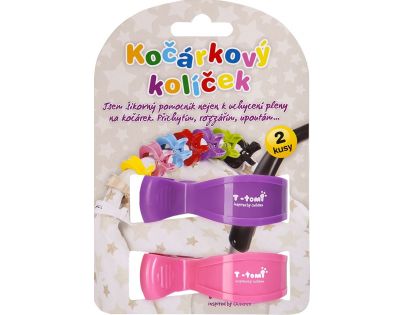 T-tomi Kočárkový kolíček 2 ks Růžový a fialový