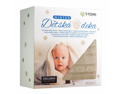 T-tomi Pletená deka, 1 ks, béžová- winter
