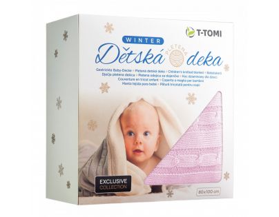 T-tomi Pletená deka, 1 ks, růžová- winter