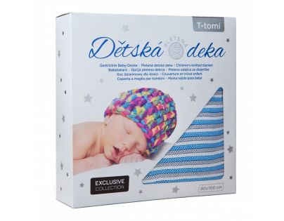 T-tomi Pletená deka, bílo - modrá