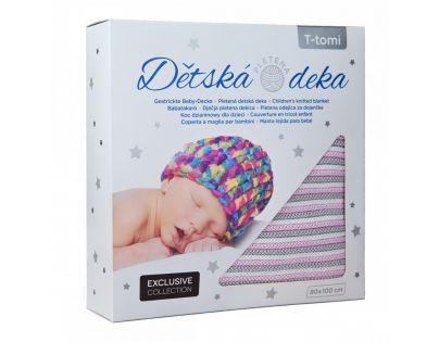 T-tomi Pletená deka, bílo - růžová