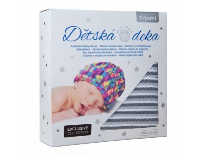 T-tomi Pletená deka, bílo - šedá
