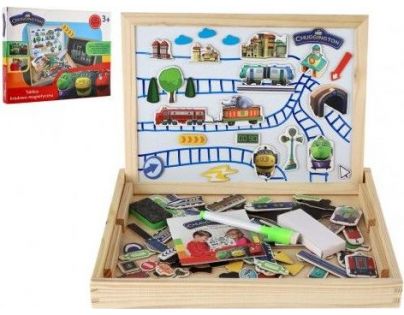Teddies Tabule oboustranná magnetická s doplňky Veselé vláčky Chuggington