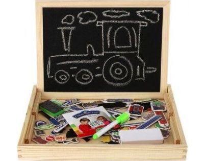 Teddies Tabule oboustranná magnetická s doplňky Veselé vláčky Chuggington