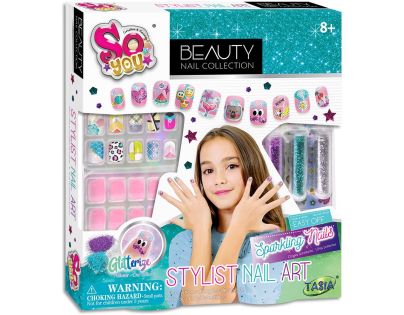 Tasia Stylová sada Nail Art s třpytkami a samolepkami