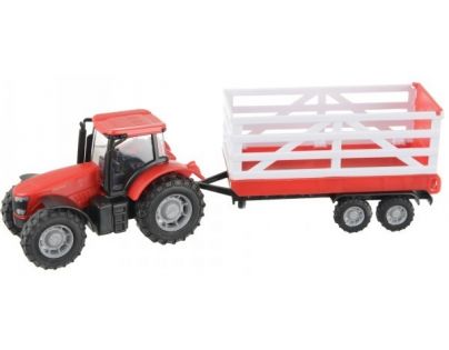 Teamsterz Traktor s valníkem - Červený traktor s valníkem