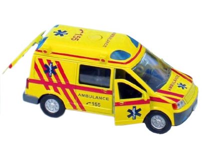 Kids Globe Ambulance kov 14 cm se světlem a zvukem