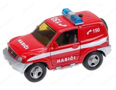 Kids Globe Auto Mitshubishi hasiči kovové 12 cm Na zpětné natažení se zvukem se světlem