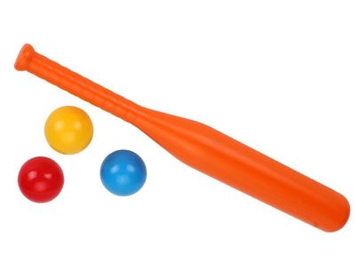 Teddies Baseballová pálka 50 cm + míčky 3 ks oranžová
