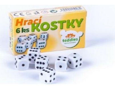 Bílé hrací kostky 6 ks