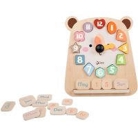 Teddies Hodiny medvěd výukové vkládačka dřevěné v krabici 26x29x5cm 24m+ 3