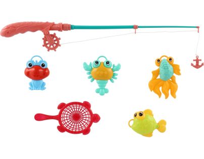 Teddies Hra ryby rybář s prutem 45cm plast 4 barvy na kartě 17x58cm