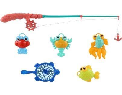 Teddies Hra ryby rybář s prutem 45cm plast 4 barvy na kartě 17x58cm