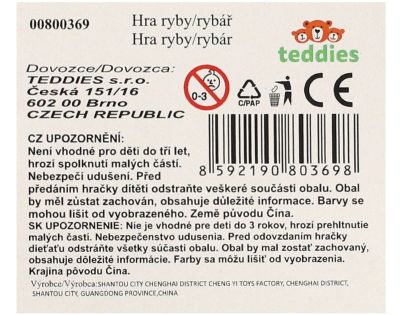 Teddies Hra ryby rybář s prutem 45cm plast 4 barvy na kartě 17x58cm