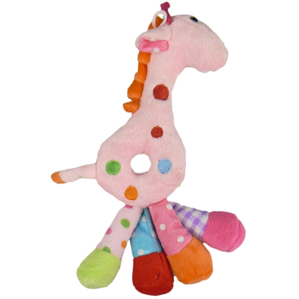 Žirafa chrastítko plyš 25 cm - Růžová