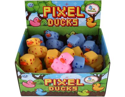 Teddies Kačenka pixel do vany guma 8x10cm 4 barvy 24ks v boxu