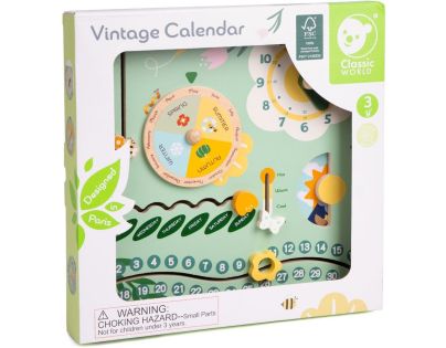 Teddies Kalendář dřevěný v anglickém jazyce v krabici 31x31x5cm