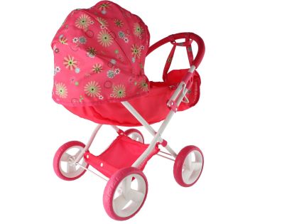 Teddies Kočárek pro panenky hluboký látkový