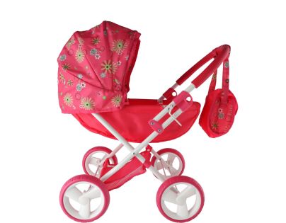 Teddies Kočárek pro panenky hluboký látkový