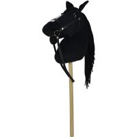 Teddies Kůň na tyči plyš 70cm na baterie se zvukem černý v sáčku