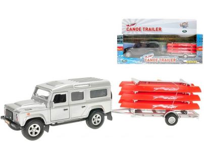 Landrover Defender kov 14 cm s přívěsem na kánoe 13 cm