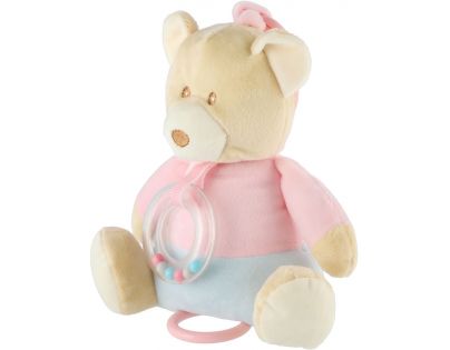 Teddies Medvěd natahovací hrací strojek plyš 18 x 17 cm béžový