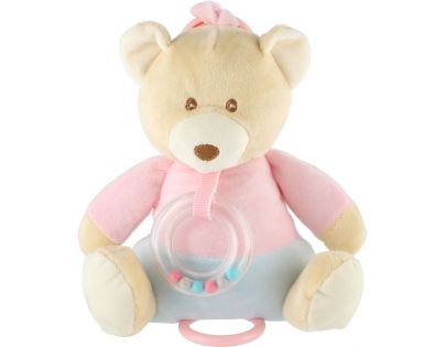 Teddies Medvěd natahovací hrací strojek plyš 18 x 17 cm béžový