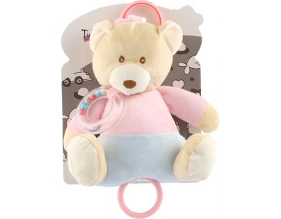 Teddies Medvěd natahovací hrací strojek plyš 18 x 17 cm béžový