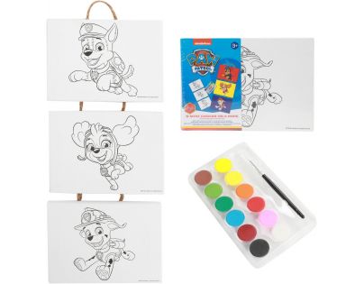 Teddies Tlapková patrola Mini plátno na provázku se štětcem a barvami 3 ks