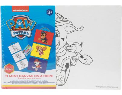 Teddies Tlapková patrola Mini plátno na provázku se štětcem a barvami 3 ks