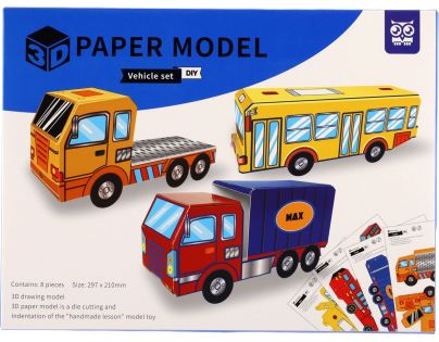 Modely 3D papírové Auta 8 ks v sáčku