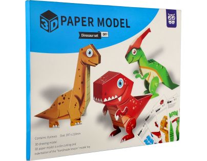 Modely 3D papírové Dinosauři 8 ks v sáčku