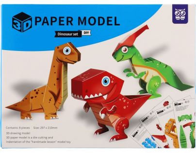 Modely 3D papírové Dinosauři 8 ks v sáčku