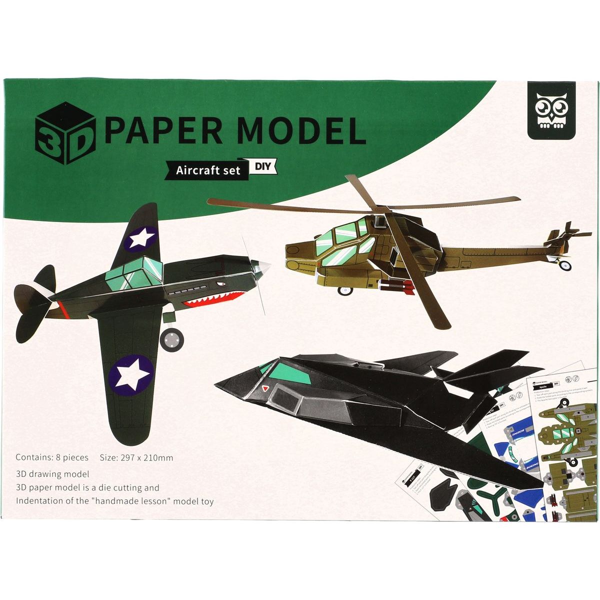 Teddies Modely 3D papírové letadla 8 ks v sáčku